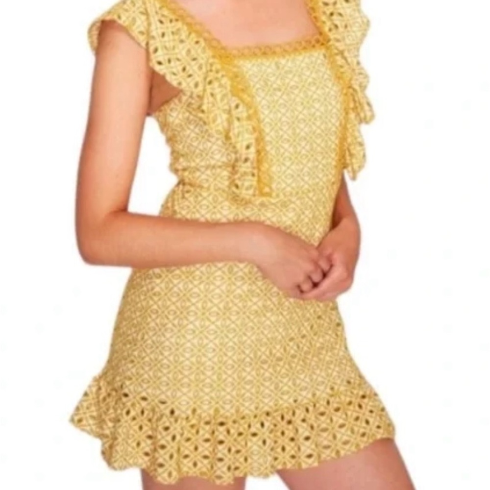 Topshop White and Yellow Lace Detail Garment